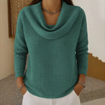 Karen – Warm Waffle Knit Sweater With Elegant Cowl Neck