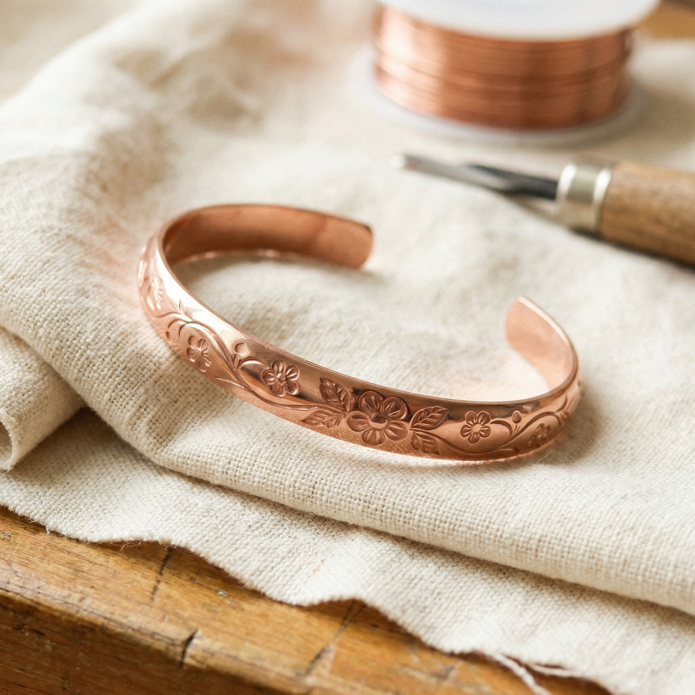 Ember's Bloom Copper Bracelet