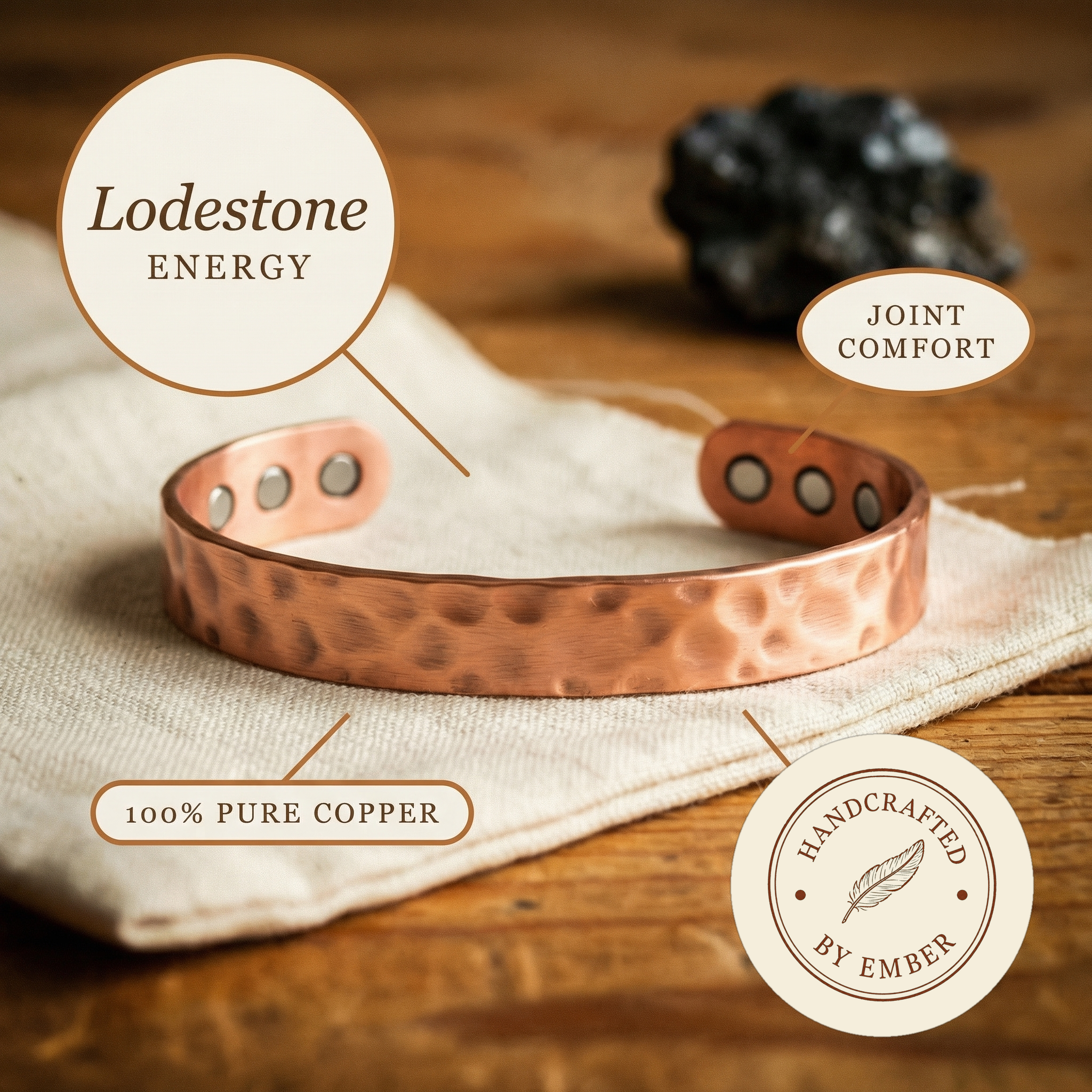 Ember's Lodestone Copper Bracelet