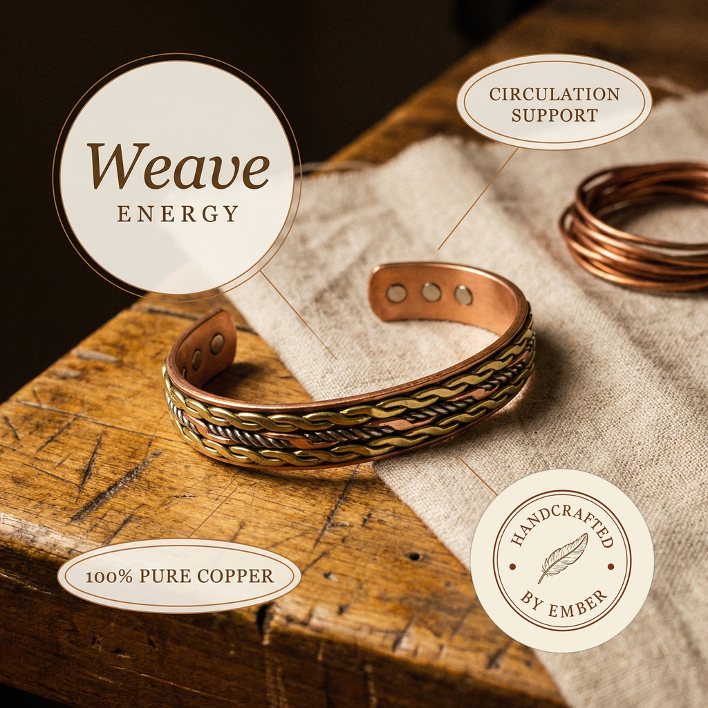 Ember's Weave Copper Bracelet
