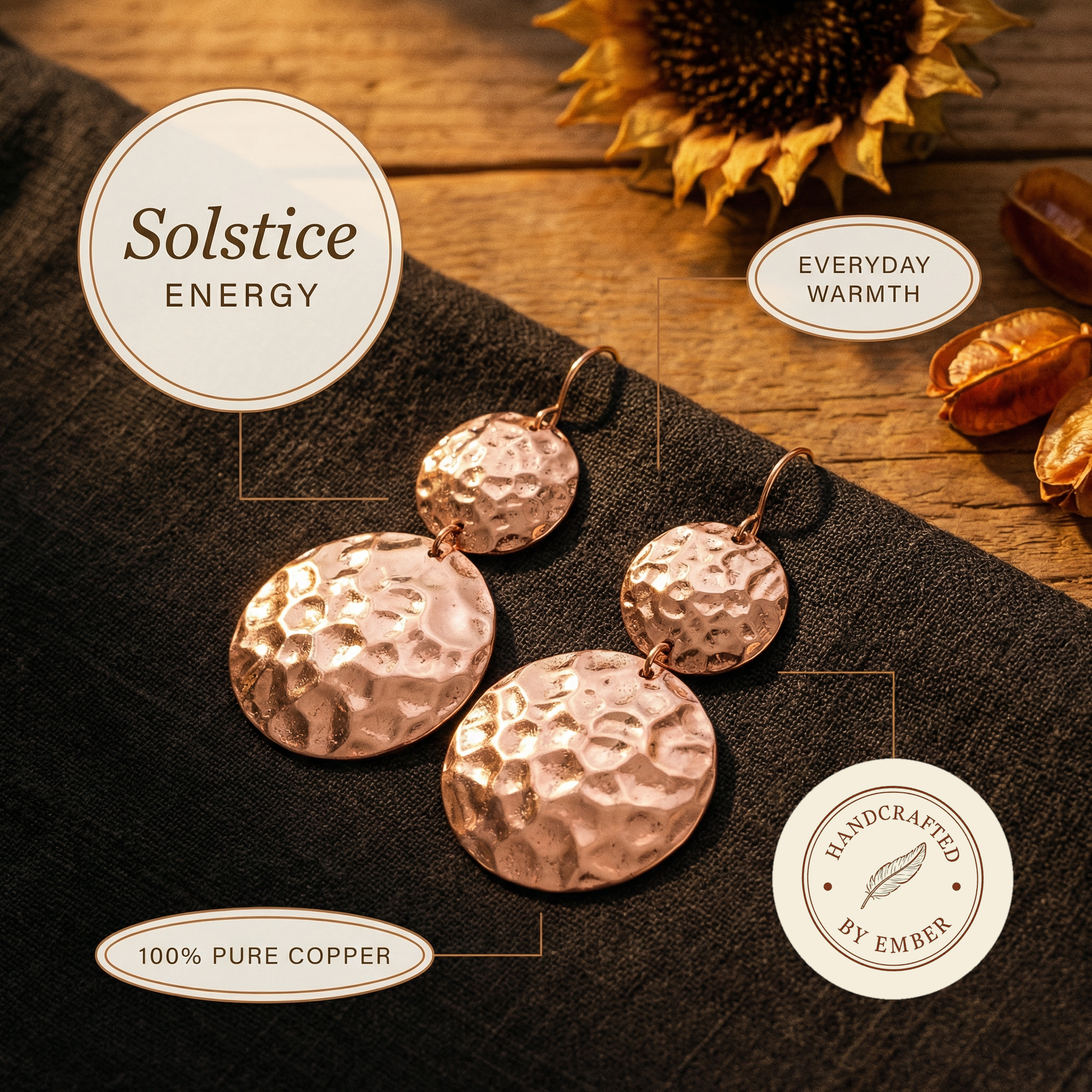 Ember's Solstice Copper Earrings