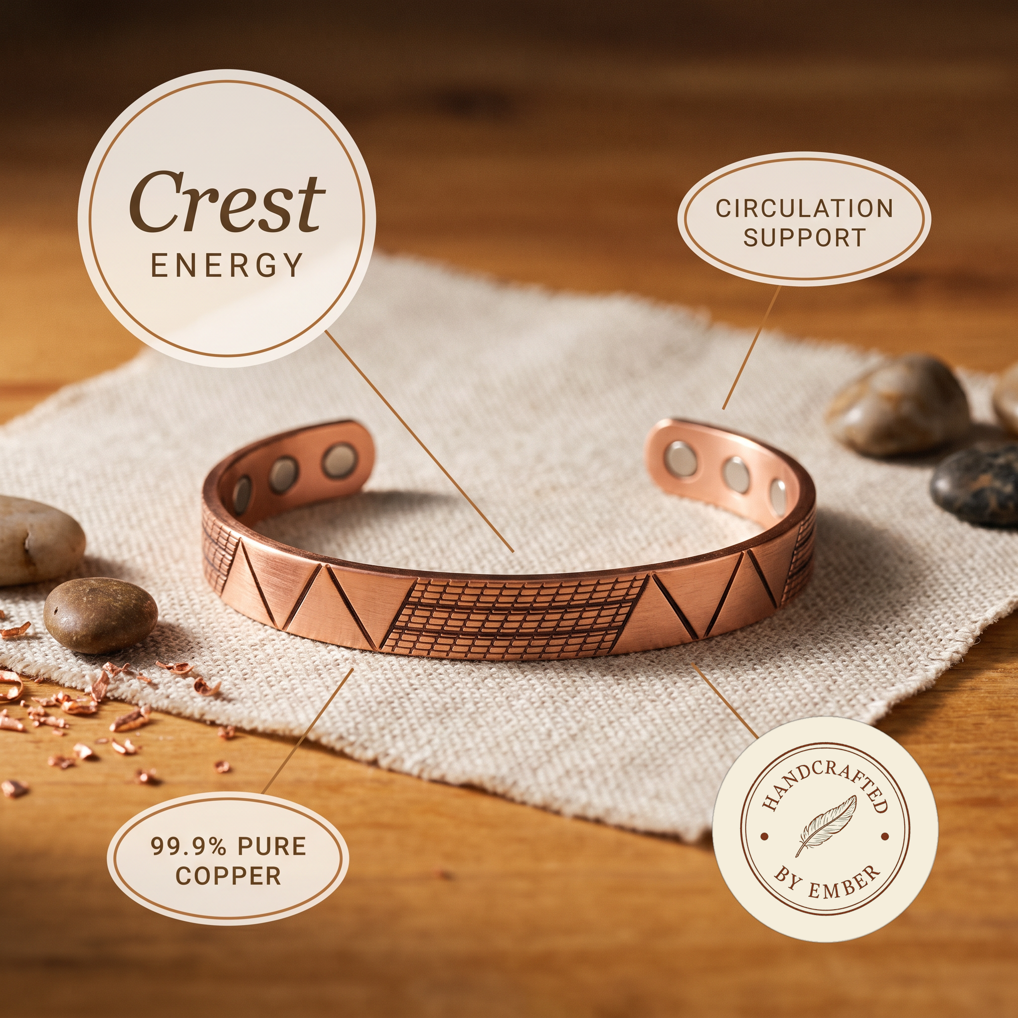 Ember's Crest Copper Bracelet