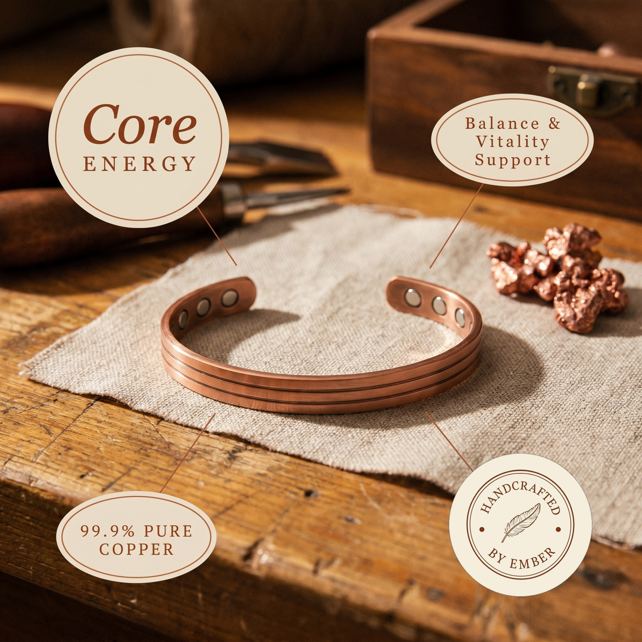 Ember's Core Copper Bracelet