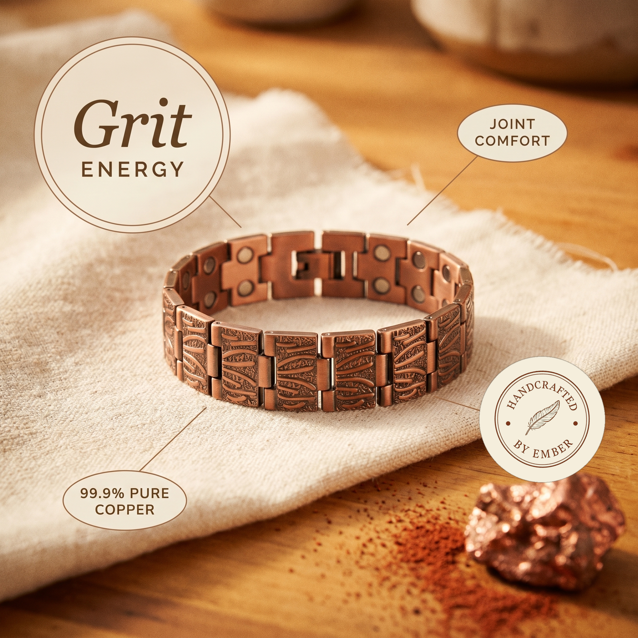 Ember's Grit Men's Copper Bracelet