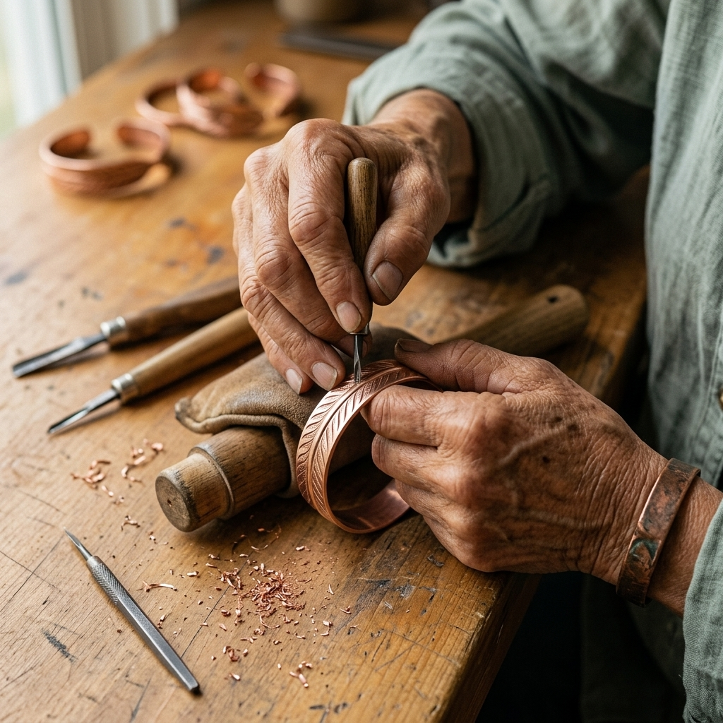 Ember's Root Copper Bracelet