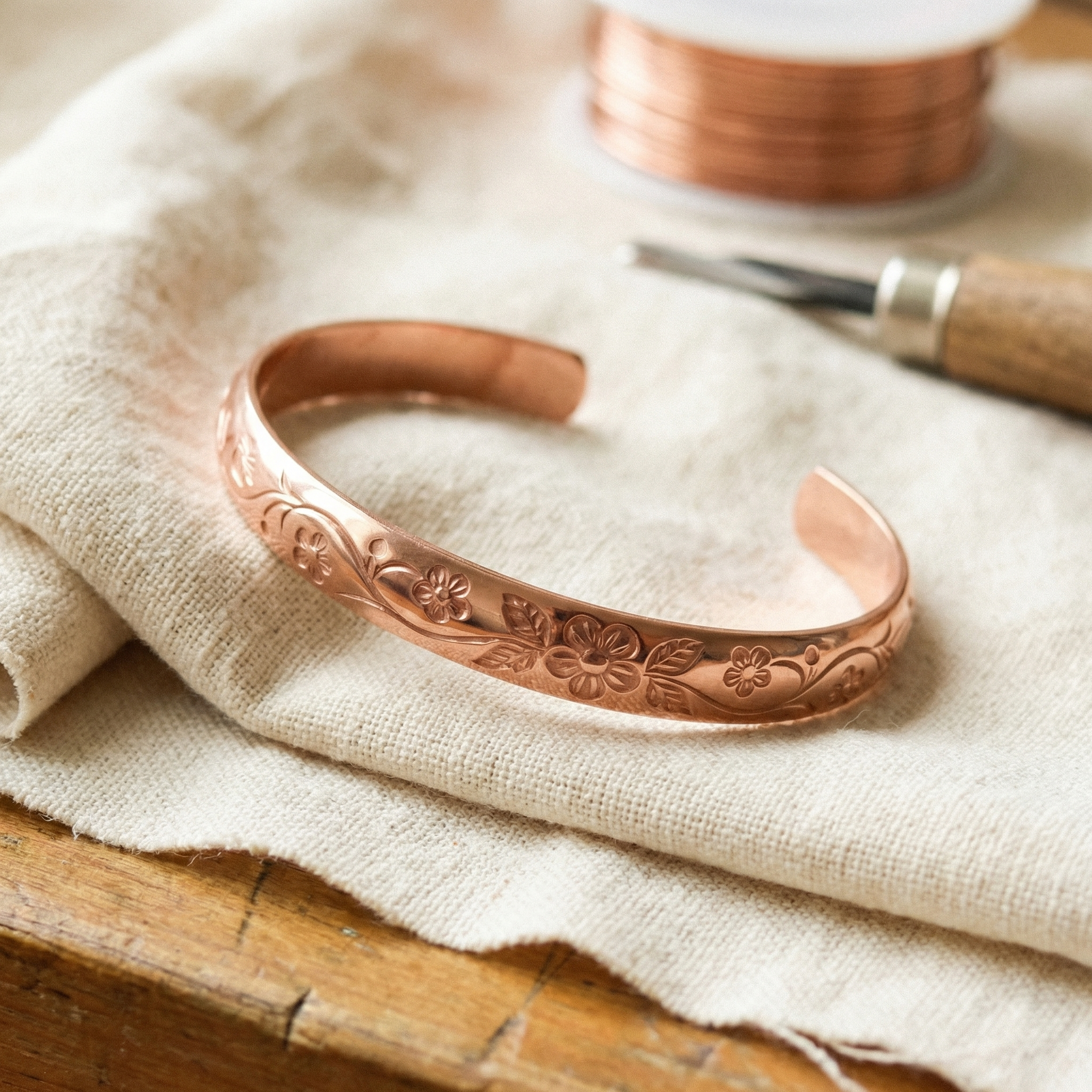 Ember's Bloom Copper Bracelet