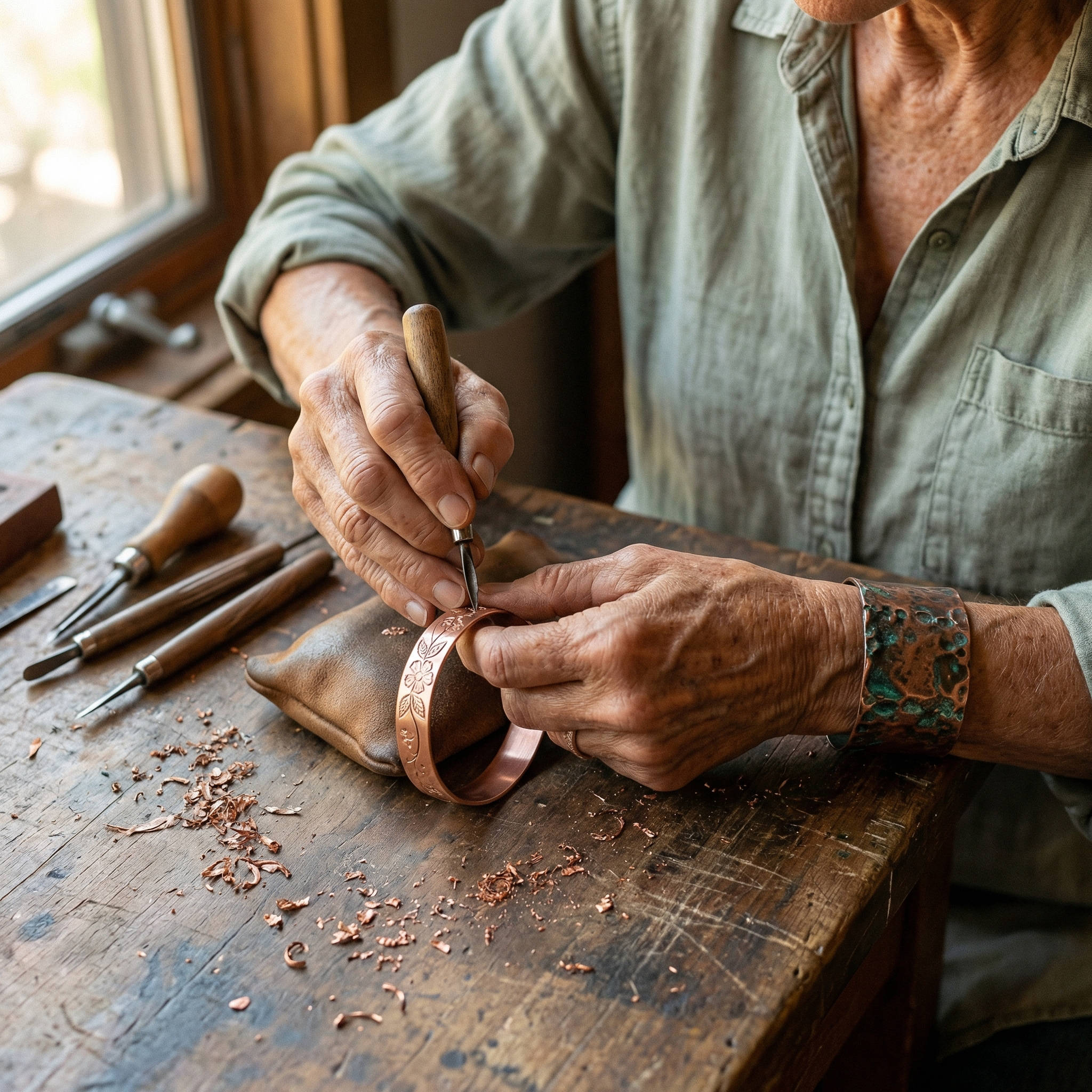 Ember's Bloom Copper Bracelet