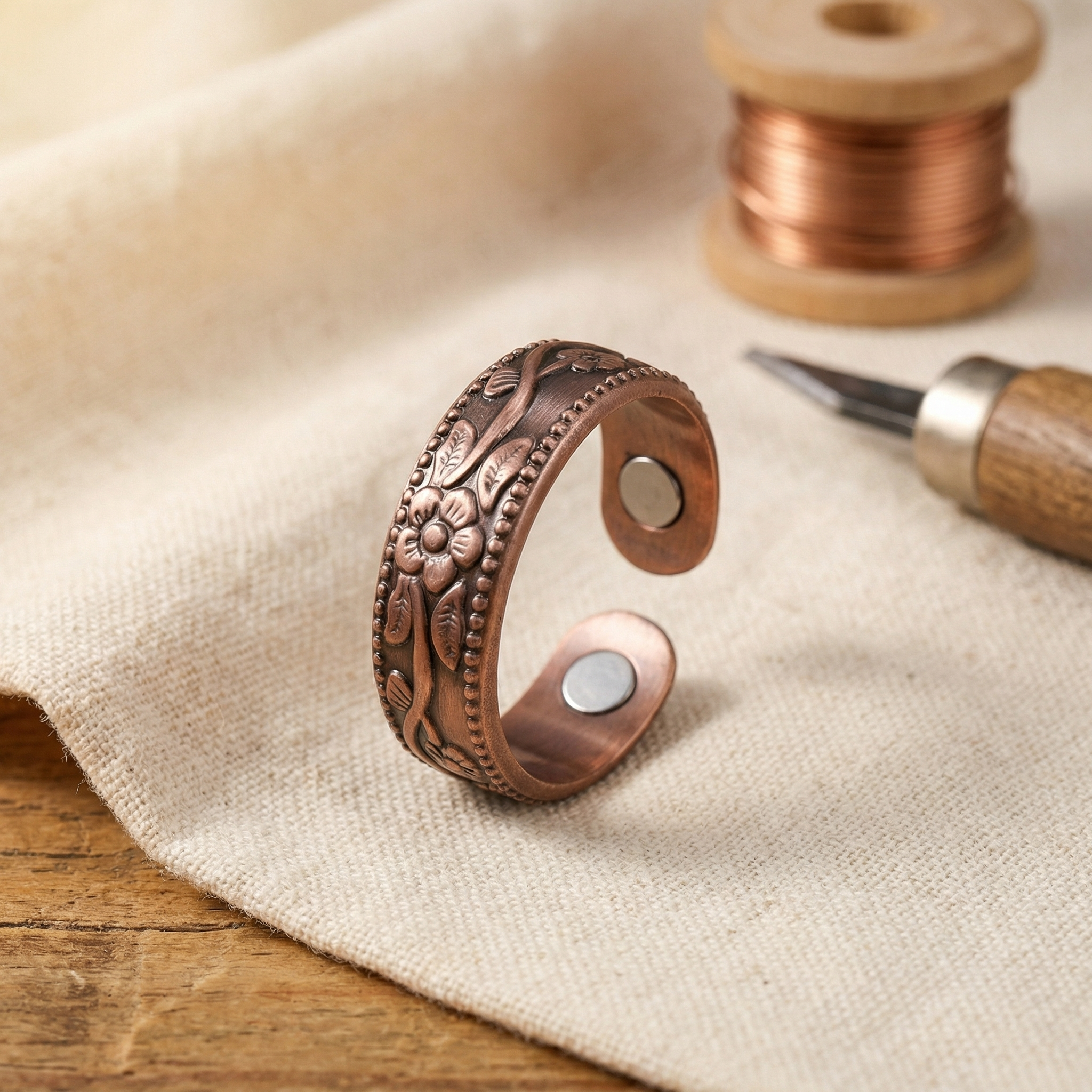 Ember's Petal Copper Ring
