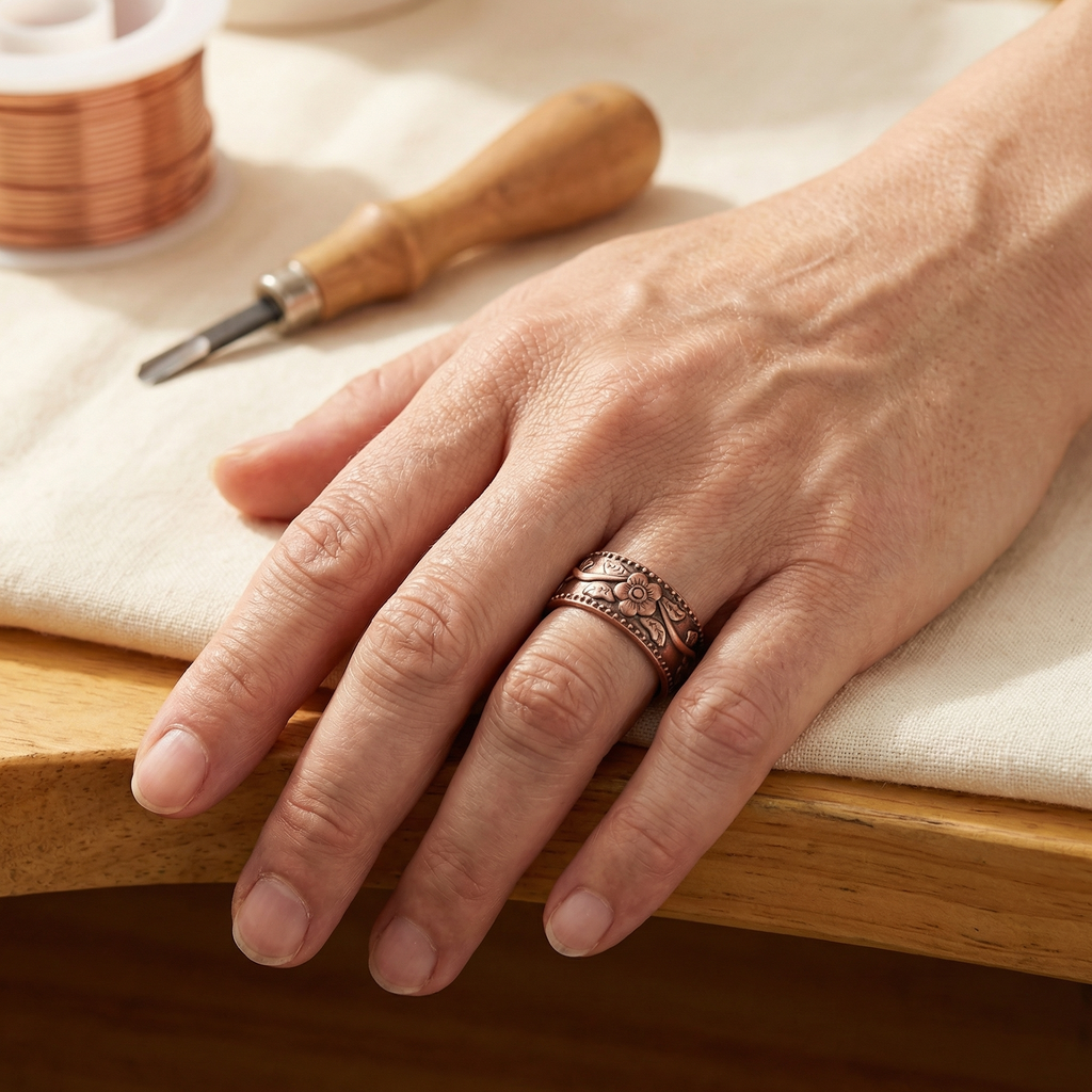 Ember's Petal Copper Ring