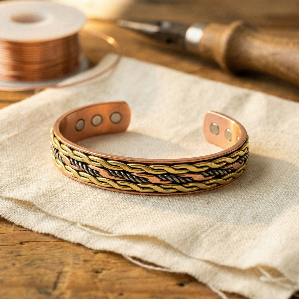 Ember's Weave Copper Bracelet