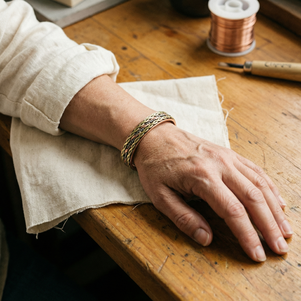 Ember's Weave Copper Bracelet