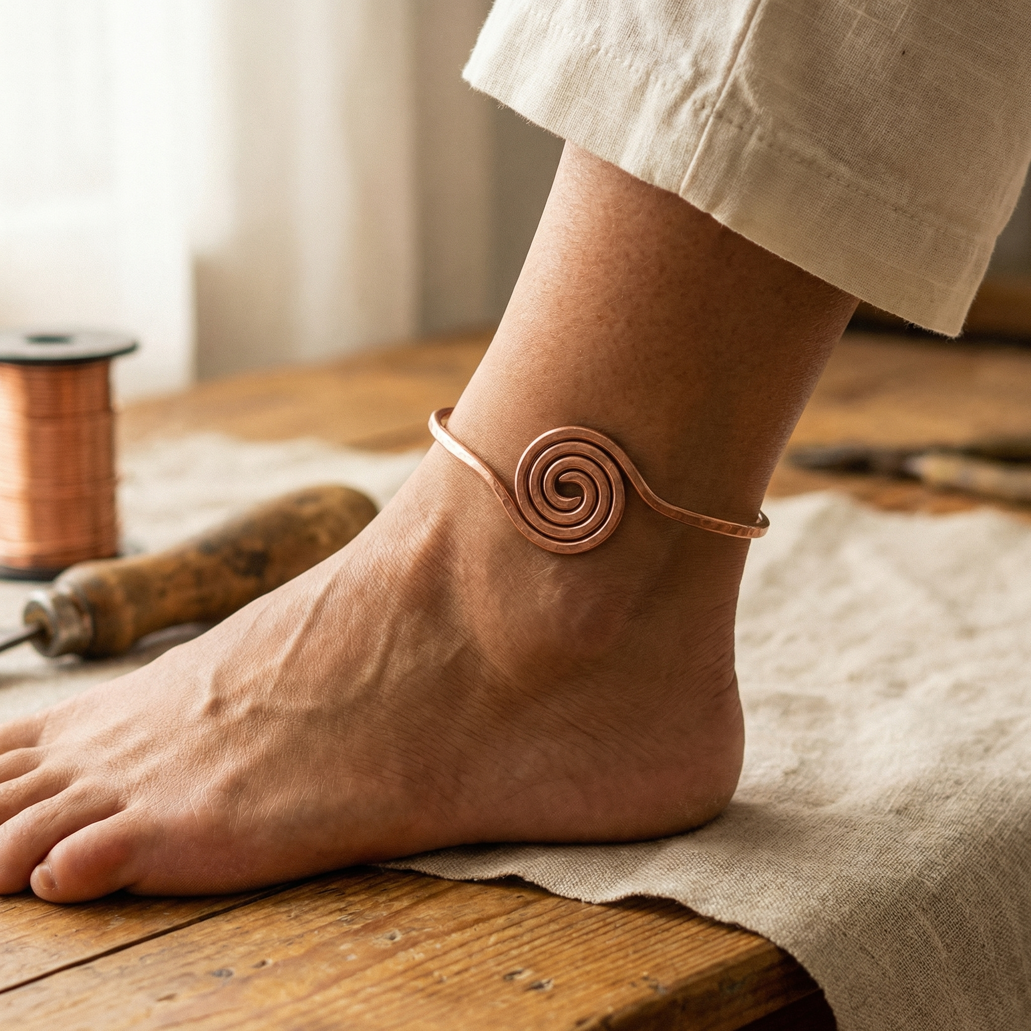Ember's Coil Copper Anklet