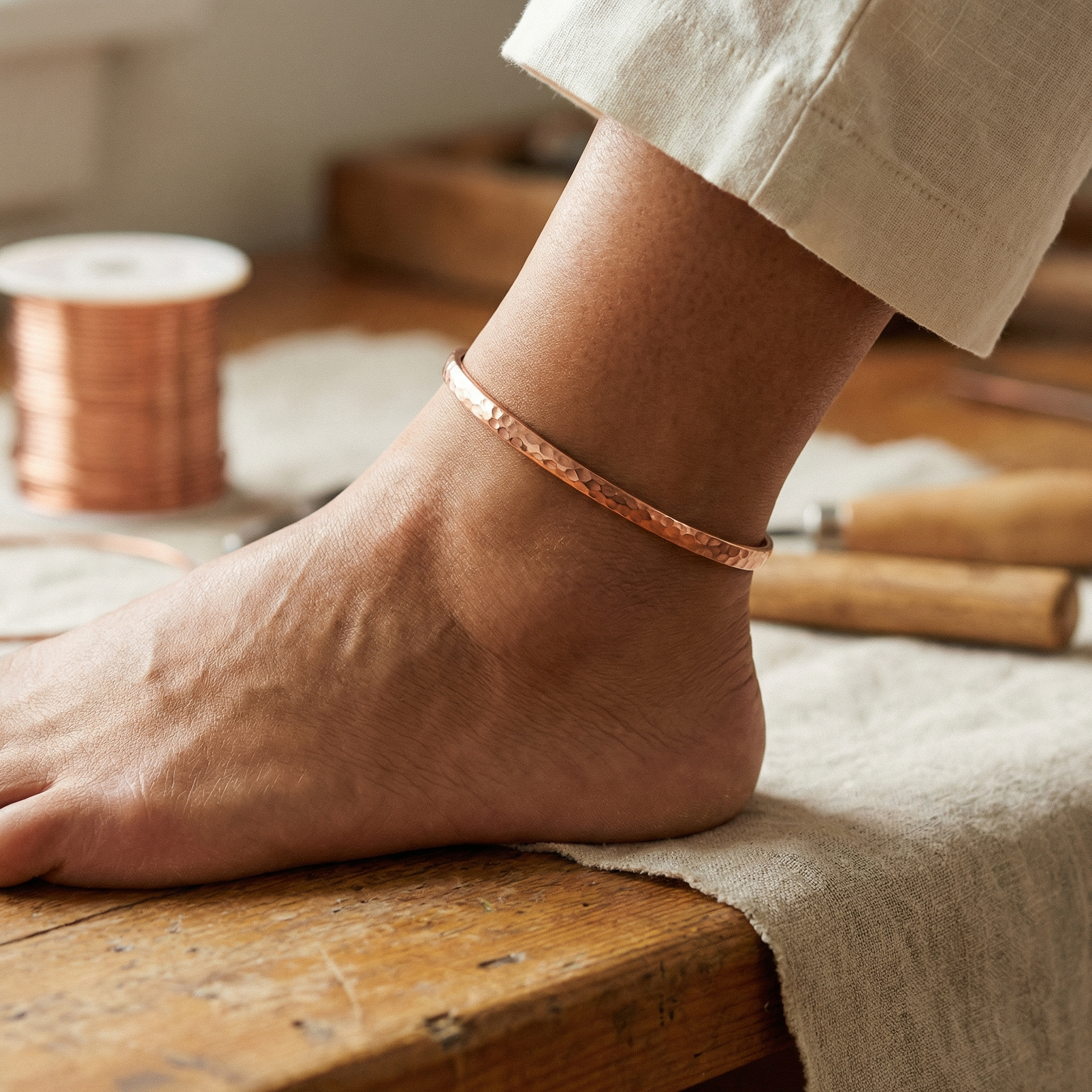 Ember's Sand Copper Anklet