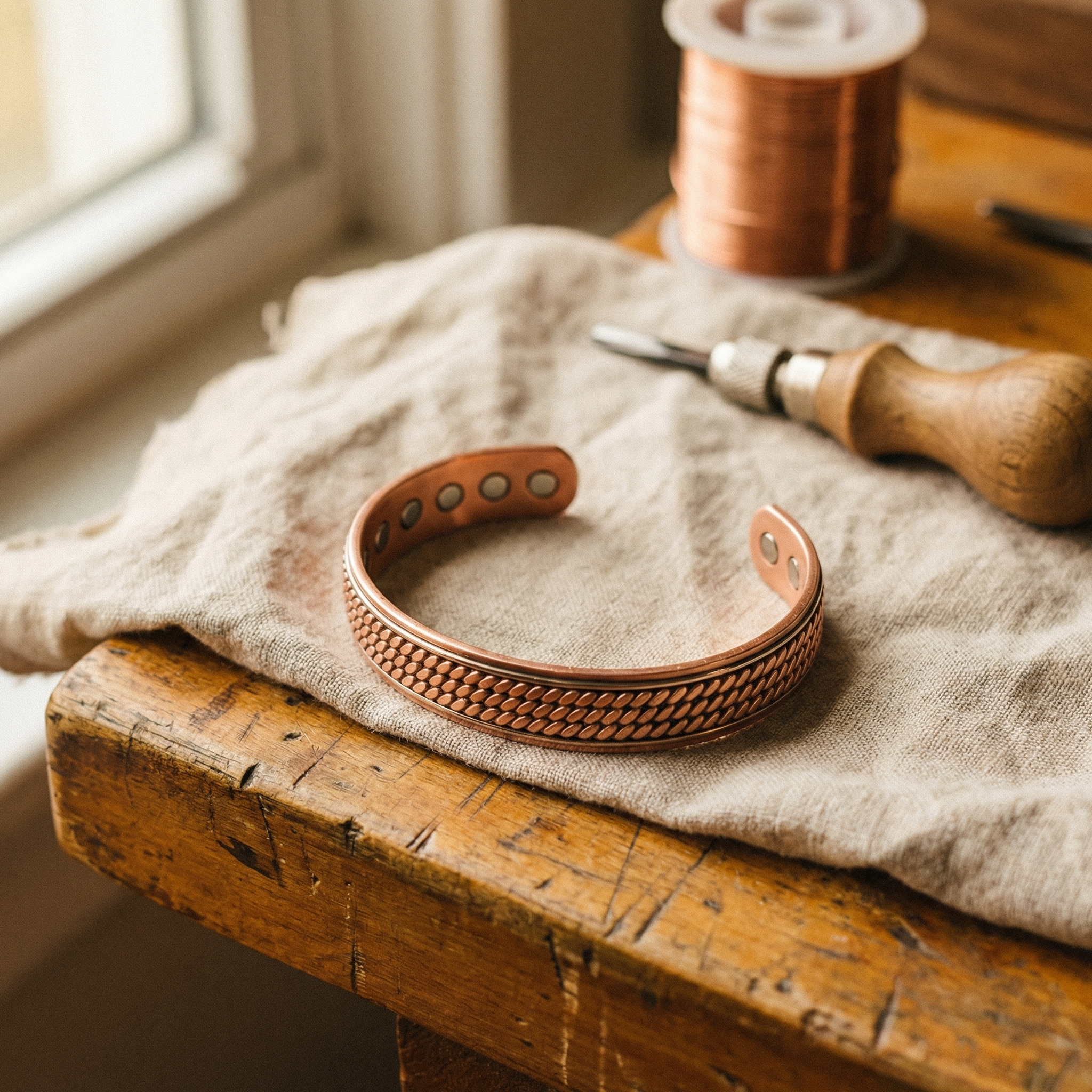 Ember's Wave Copper Bracelet