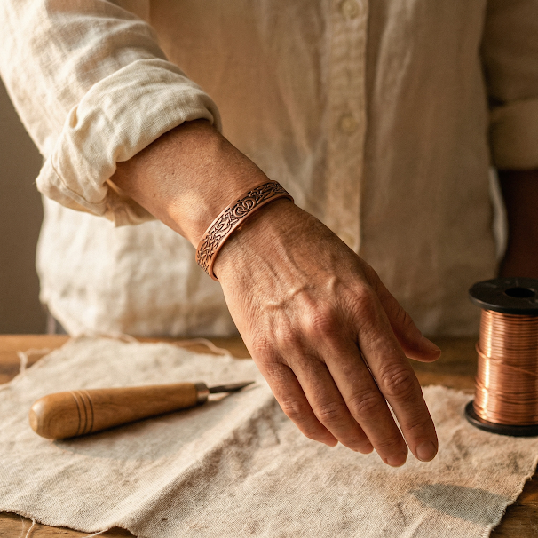 Ember's Moss Copper Bracelet