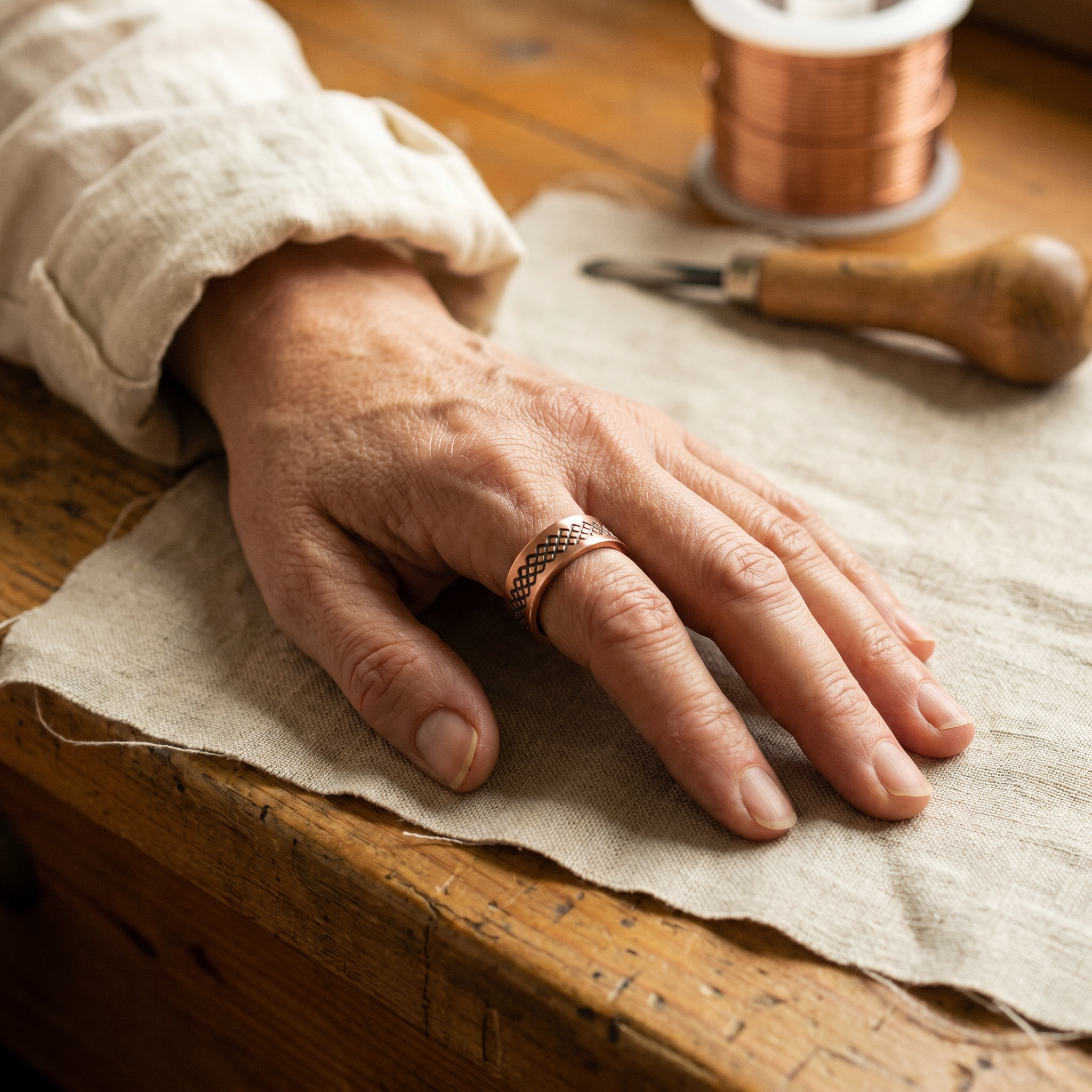 Ember's Grid Copper Ring