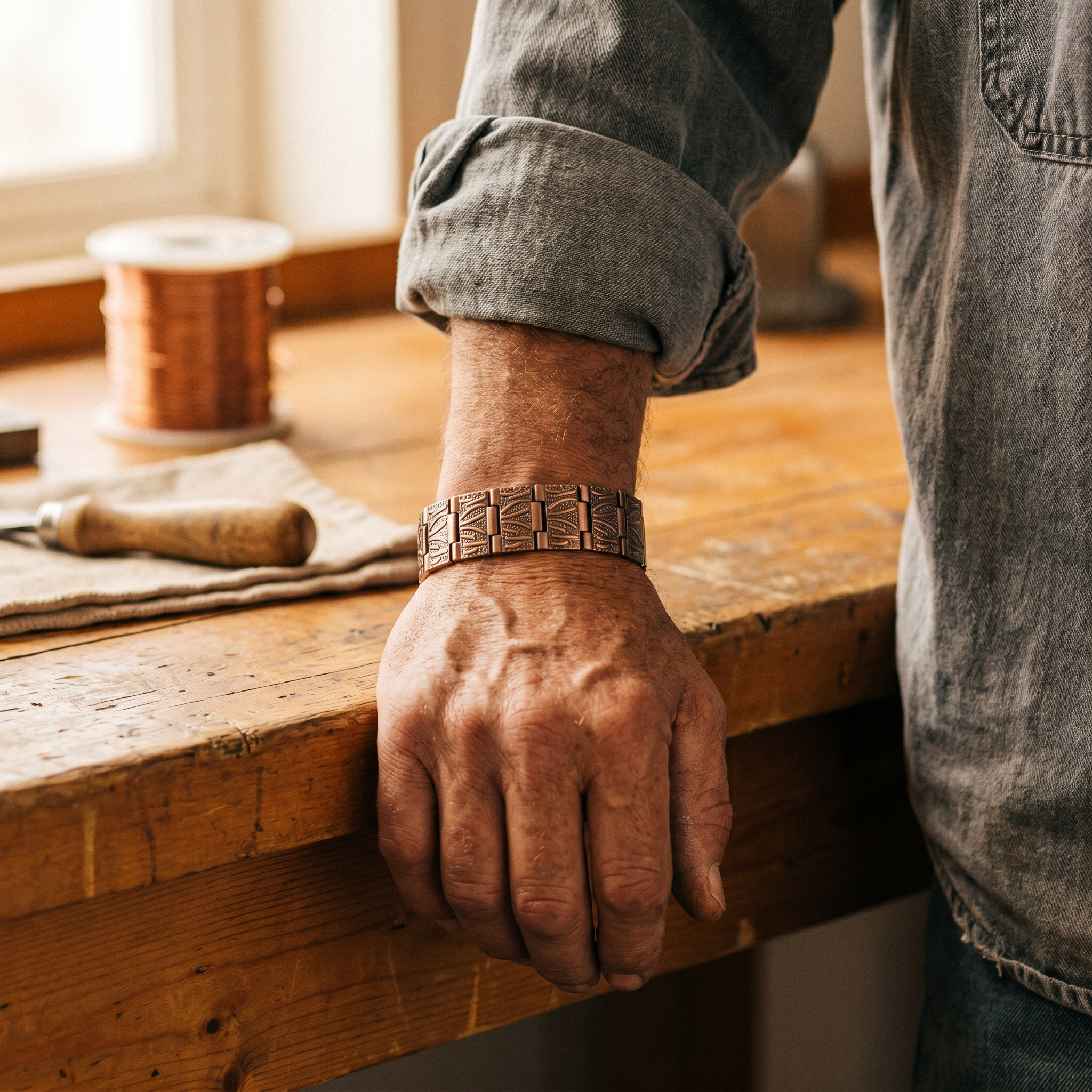Ember's Grit Men's Copper Bracelet