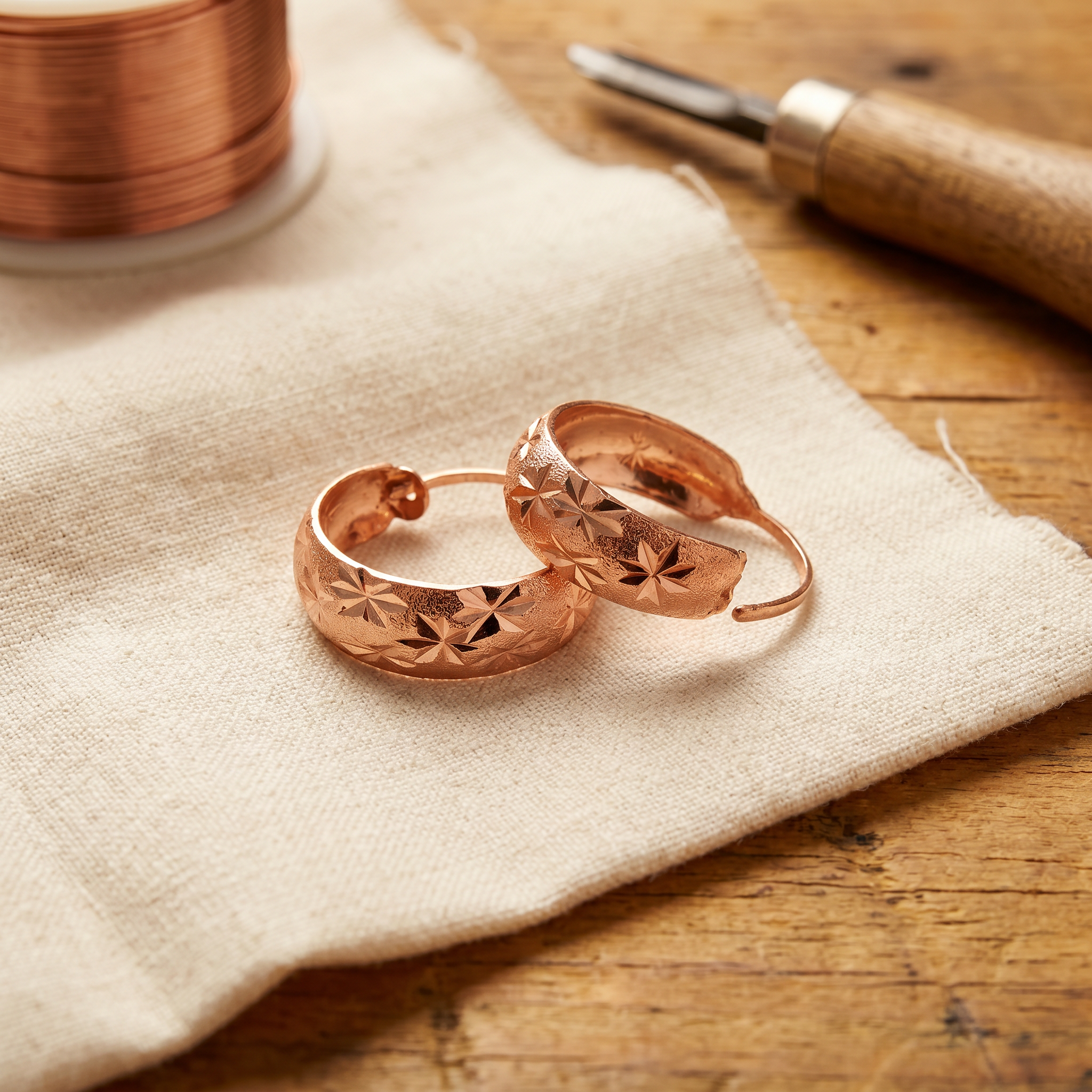 Ember's Dew Copper Earrings