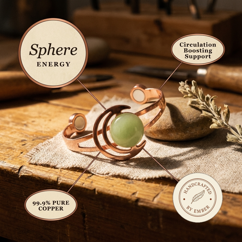 Ember's Sphere Green Copper Bracelet