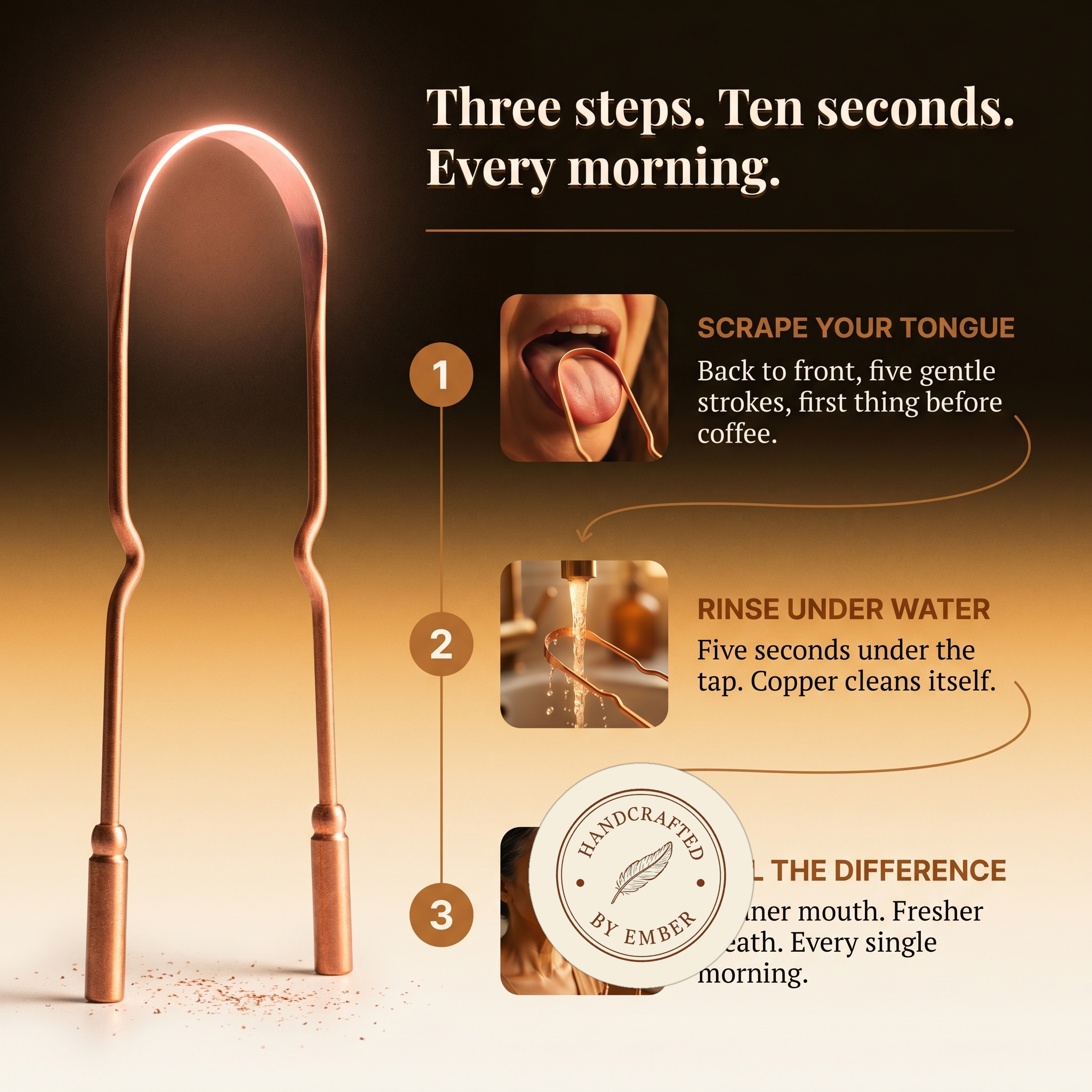 Pure Copper Tongue Scraper